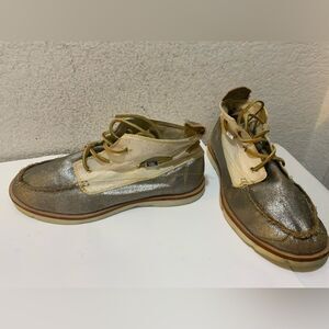 Vintage VAEL Deckard Mid Canvas Shoe Mens Size 8 Silver Vibram Boat Yacht